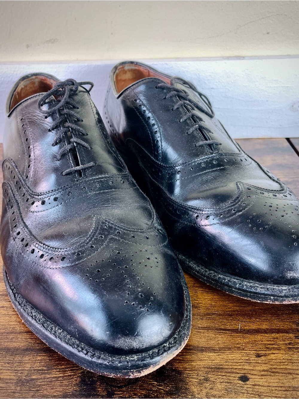 Allen Edmonds Chester Black Brogue Wingtip Oxfords Size 9